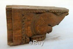 Antique Old Rare Wooden Hand Carving Lion Bird Figure Heavy Wall Bracket Panel