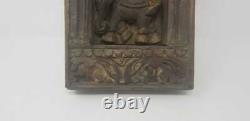 Antique Old Wooden Elephant Carved Block Wall Hanging Panel Decorative NH5402