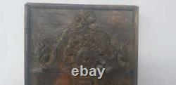 Antique Old Wooden Peacock Carved Block Wall Hanging Panel Decorative NH5406
