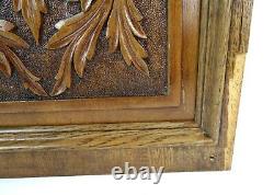 Antique Ornate Wood Carved Floral Panel Door Furniture Salvage Part