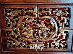 Antique PAIR Chinese Gilt Wood Carved Panel 19th c
