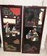 Antique Pair Of Chinese Solid Wood Carved And Painted Panels L102w40cm 2pcs