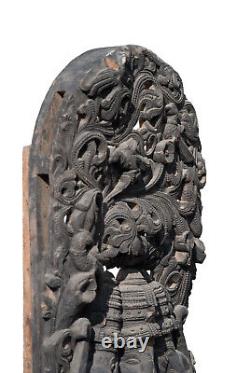 Antique Panel Wood Carved Statue Hindu Ganesha 210 cm-82 Nepal India