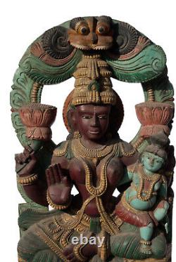 Antique Panel Wood Carved Statue Hindu Shiva 122 cm-48 Nepal India