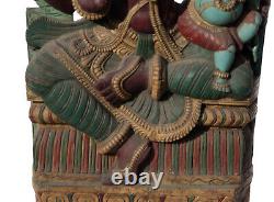 Antique Panel Wood Carved Statue Hindu Shiva 122 cm-48 Nepal India