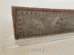Antique Peacock Carved Wood Panel Bird Panel on Custom Lucite Base