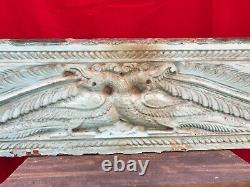Antique Peacock Dragon Plaque Wall Wooden Panel Carved VTG Estate Home Decor B90