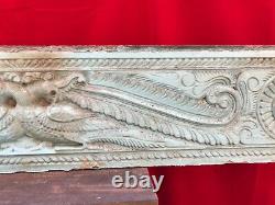 Antique Peacock Dragon Plaque Wall Wooden Panel Carved VTG Estate Home Decor B90