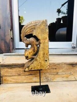 Antique Rare Wood Fine Hand Carved Wild Animal Figure Rare Panel