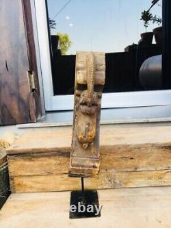 Antique Rare Wood Fine Hand Carved Wild Animal Figure Rare Panel