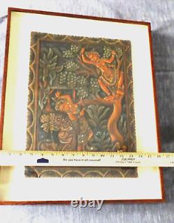 Antique Relief Hand Carved /Colored Wood Panel Indonesia Bali Hindu Rama -Framed