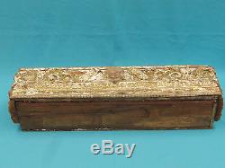 Antique Spanish Colonial Architectural Gold Leaf Carved Wood Panel Conv. Planter