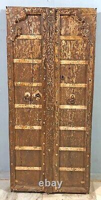 Antique Teak Wood Big Size Wall Décor Door Panel Original Old Carved 32x70 inch