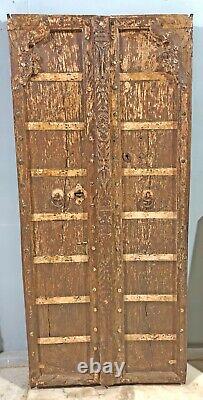 Antique Teak Wood Big Size Wall Décor Door Panel Original Old Carved 32x70 inch