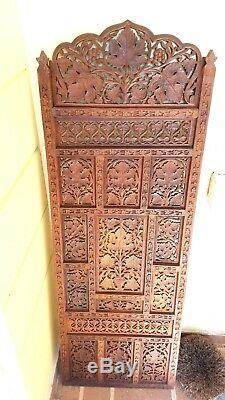 Antique Teak Wood Carved Panels 48 x 16 Leafs and Grapes with removable top