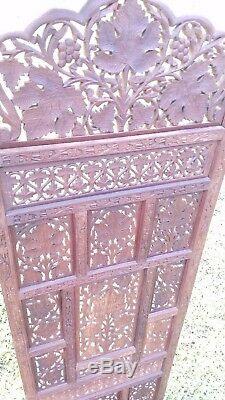 Antique Teak Wood Carved Panels 48 x 16 Leafs and Grapes with removable top