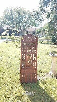 Antique Teak Wood Carved Panels 48 x 16 Leafs and Grapes with removable top