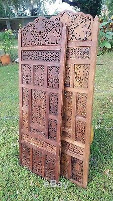 Antique Teak Wood Carved Panels 48 x 16 Leafs and Grapes with removable top