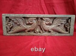 Antique Temple Peacock Yali Wall Panel Wooden Handcarved Door panel Rare Decor