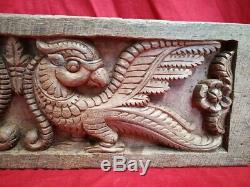 Antique Temple Wall Panel Peacock Yali Wooden Hand carved Door panel Home Decor