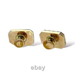 Antique Victorian 14k Yellow Gold & Carved Wood Panel Sports Themed Cufflinks