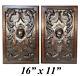 Antique Victorian Carved 16x11 Furniture Or Cabinet Door Panel Pair, Mascarons