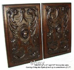 Antique Victorian Carved 16x11 Furniture or Cabinet Door Panel PAIR, Mascarons