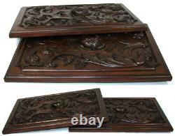 Antique Victorian Carved 16x11 Furniture or Cabinet Door Panel PAIR, Mascarons