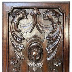 Antique Victorian Carved 16x11 Furniture or Cabinet Door Panel PAIR, Mascarons