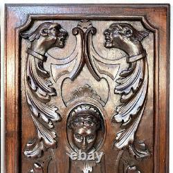 Antique Victorian Carved 16x11 Furniture or Cabinet Door Panel PAIR, Mascarons