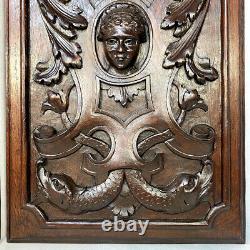 Antique Victorian Carved 16x11 Furniture or Cabinet Door Panel PAIR, Mascarons