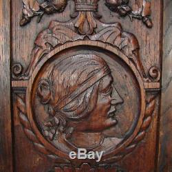 Antique Victorian Carved Cabinet Door, Panel, Wall Plaque with Serpents, Figural