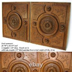 Antique Victorian Carved Oak 21 Furniture or Cabinet Door Panel PAIR, Plaque
