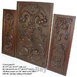 Antique Victorian Carved Wood 3pc 25 & 22 Cabinet Panel Set, Neo-Renaissance