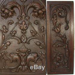 Antique Victorian Carved Wood 3pc 25 & 22 Cabinet Panel Set, Neo-Renaissance