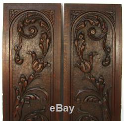 Antique Victorian Carved Wood 3pc 25 & 22 Cabinet Panel Set, Neo-Renaissance