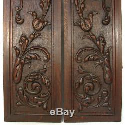 Antique Victorian Carved Wood 3pc 25 & 22 Cabinet Panel Set, Neo-Renaissance