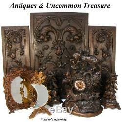 Antique Victorian Carved Wood 3pc 25 & 22 Cabinet Panel Set, Neo-Renaissance