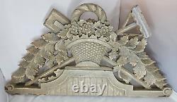 Antique Victorian Carved Wood Architectural Panel- Flower Basket Garden Hoe 28