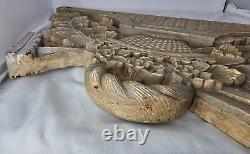 Antique Victorian Carved Wood Architectural Panel- Flower Basket Garden Hoe 28