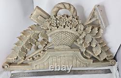 Antique Victorian Carved Wood Architectural Panel- Flower Basket Garden Hoe 28