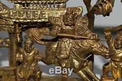 Antique Vintage Chinese Gilt Wood Lacquered Carved Wooden Panel, Woodcarving