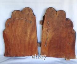 Antique/Vintage Pair of Chinese Wood Carving Figures /Carved Panels 19 th C
