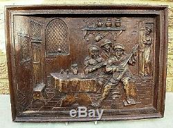 Antique Vintage Tavern Plaque Relief Panel Wood / Resin Carving Wine Bar Pub