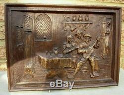 Antique Vintage Tavern Plaque Relief Panel Wood / Resin Carving Wine Bar Pub