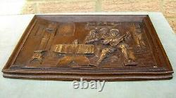 Antique Vintage Tavern Plaque Relief Panel Wood / Resin Carving Wine Bar Pub