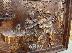 Antique Vintage Tavern Plaque Relief Panel Wood / Resin Carving Wine Bar Pub