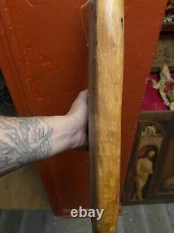 Antique Vintage Wood Carved Panel Folk Art Torture Memento Mori BDSM Oddities