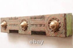 Antique Wall Panel Lintel Mandala Floral Carving Indian Architecture Wooden Beam