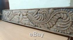 Antique Wall Panel Teak Wood Hand Carved Floral Dragon panel Home Estate Decor